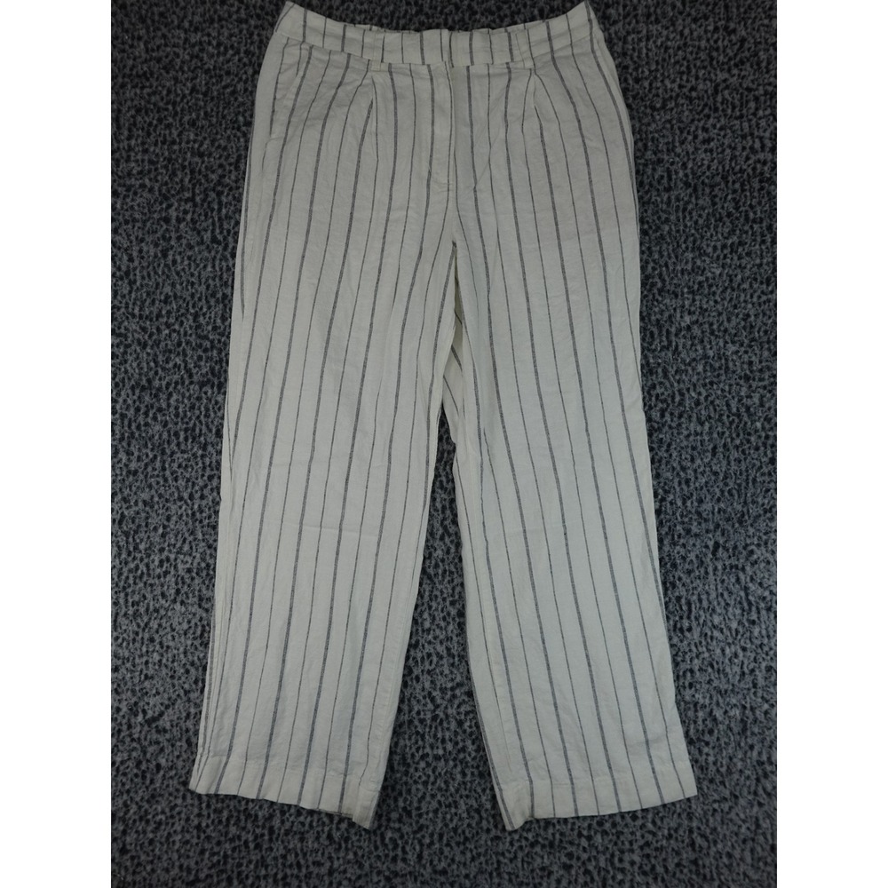 Old Navy Taylor Wide Leg Trouser Womens Large‎ Navy Stripe High Rise Linen